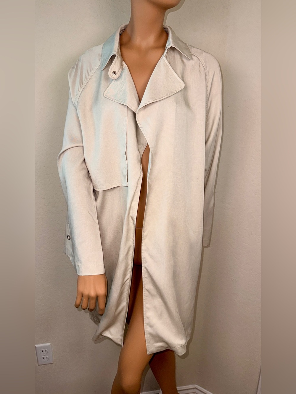 NWT Mango MNG Trench Copa Beige Lightweight Trench Coat Tencel Blend Size S flaw